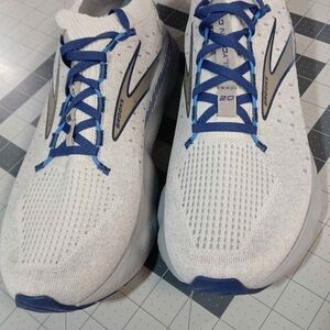 Brooks Men's White and Blue Running Shoes